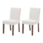 Juego de 2 sillas de comedor Parsons tapizadas en lino, respaldo alto y asiento acolchado cómodo con patas de madera resistentes para el hogar y la cafetería