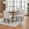 Set of 2 Linen Upholstered Parsons Dining Chairs, High Back & Comfortable Padded Seat with Sturdy Wood Legs for Home & Caf