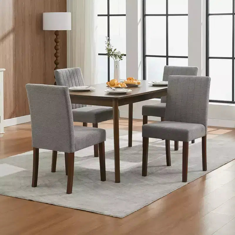 Juego de 2 sillas de comedor Parsons tapizadas en lino, respaldo alto y asiento acolchado cómodo con patas de madera resistentes para el hogar y la cafetería