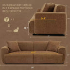 Sofá moderno 91, sofá de nube de peluche con asiento profundo y cómodo, sofá tapizado de boucle de 3 plazas, sofá grande para sala de estar, dormitorio