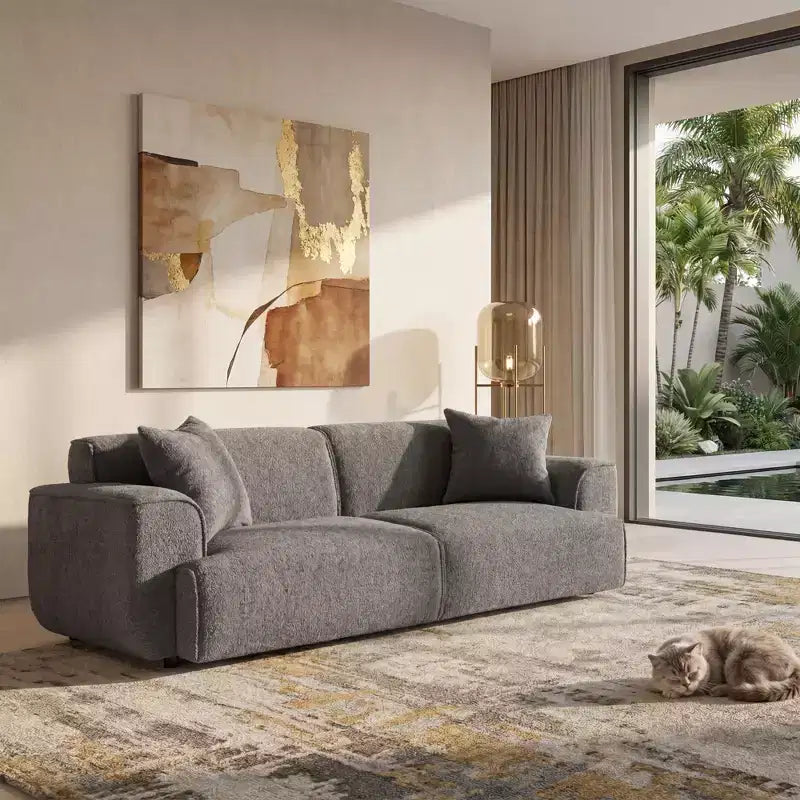 Sofá moderno 91, sofá de nube de peluche con asiento profundo y cómodo, sofá tapizado de boucle de 3 plazas, sofá grande para sala de estar, dormitorio