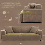 Sofá moderno 91, sofá de nube de peluche con asiento profundo y cómodo, sofá tapizado de boucle de 3 plazas, sofá grande para sala de estar, dormitorio