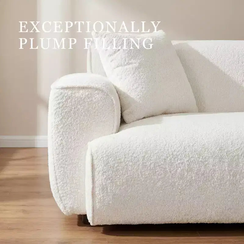 Sofá moderno 91, sofá de nube de peluche con asiento profundo y cómodo, sofá tapizado de boucle de 3 plazas, sofá grande para sala de estar, dormitorio