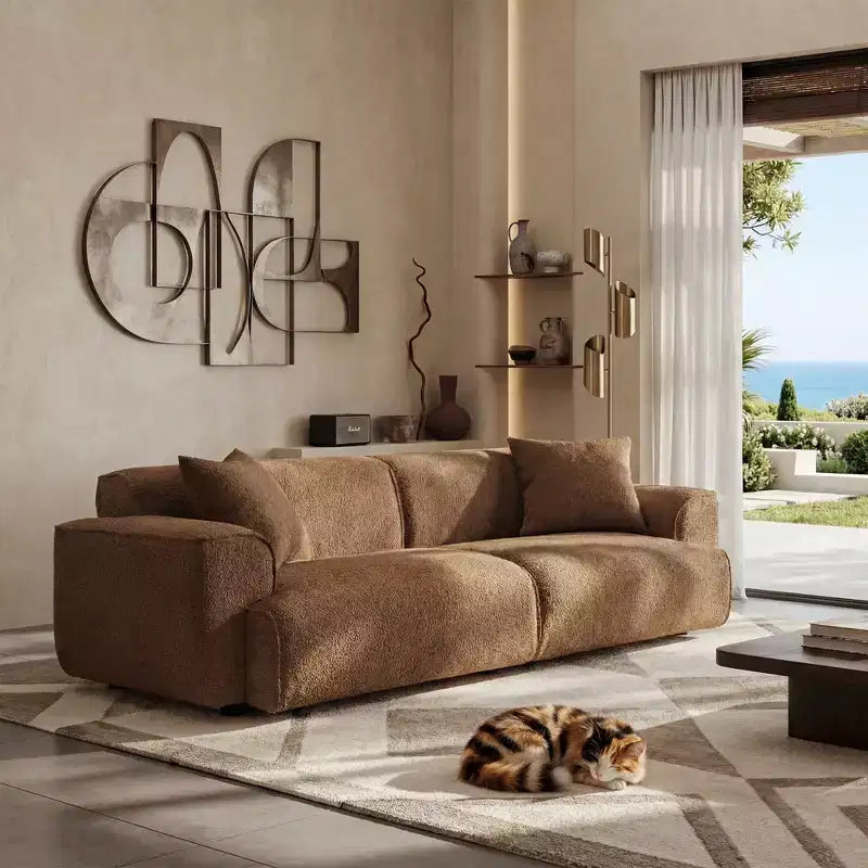 Sofá moderno 91, sofá de nube de peluche con asiento profundo y cómodo, sofá tapizado de boucle de 3 plazas, sofá grande para sala de estar, dormitorio