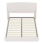 Estructura de Cama de Plataforma Tapizada Queen con Cabecero Acolchado con Alas, Cama de Perfil Bajo - ModernLuxe