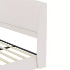 Estructura de Cama de Plataforma Tapizada Queen con Cabecero Acolchado con Alas, Cama de Perfil Bajo - ModernLuxe