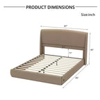 Estructura de Cama de Plataforma Tapizada Queen con Cabecero Acolchado con Alas, Cama de Perfil Bajo - ModernLuxe