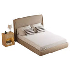 Estructura de Cama de Plataforma Tapizada Queen con Cabecero Acolchado con Alas, Cama de Perfil Bajo - ModernLuxe
