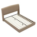 Estructura de Cama de Plataforma Tapizada Queen con Cabecero Acolchado con Alas, Cama de Perfil Bajo - ModernLuxe