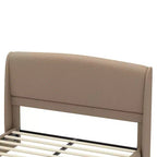 Estructura de Cama de Plataforma Tapizada Queen con Cabecero Acolchado con Alas, Cama de Perfil Bajo - ModernLuxe