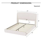 Estructura de Cama de Plataforma Tapizada Queen con Cabecero Acolchado con Alas, Cama de Perfil Bajo - ModernLuxe