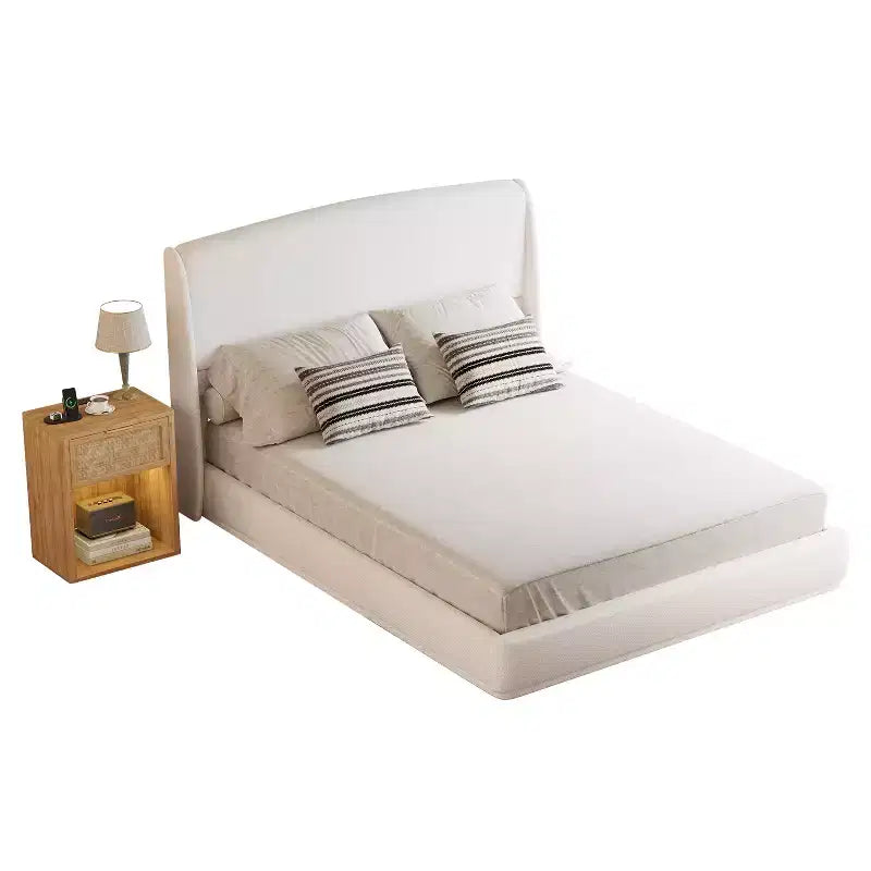 Estructura de Cama de Plataforma Tapizada Queen con Cabecero Acolchado con Alas, Cama de Perfil Bajo - ModernLuxe