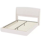 Estructura de Cama de Plataforma Tapizada Queen con Cabecero Acolchado con Alas, Cama de Perfil Bajo - ModernLuxe