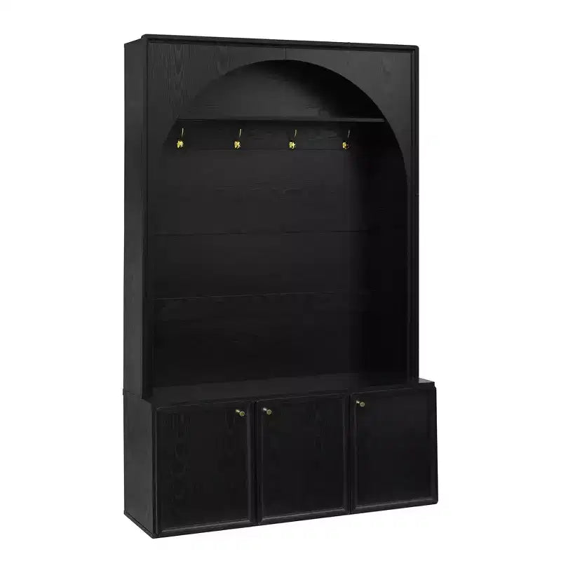 Organizador de recibidor todo en uno con perchero y banco zapatero con ganchos y estantes ajustables - ModernLuxe