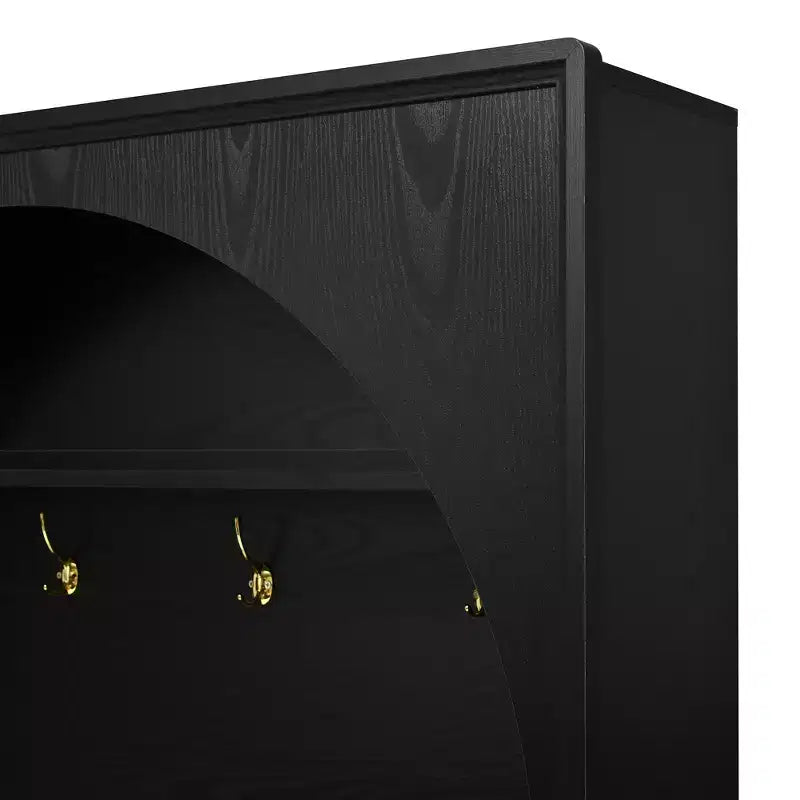 Organizador de recibidor todo en uno con perchero y banco zapatero con ganchos y estantes ajustables - ModernLuxe