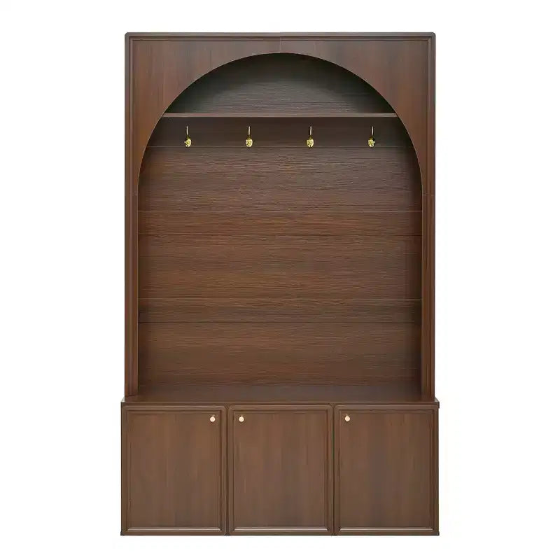 Organizador de recibidor todo en uno con perchero y banco zapatero con ganchos y estantes ajustables - ModernLuxe