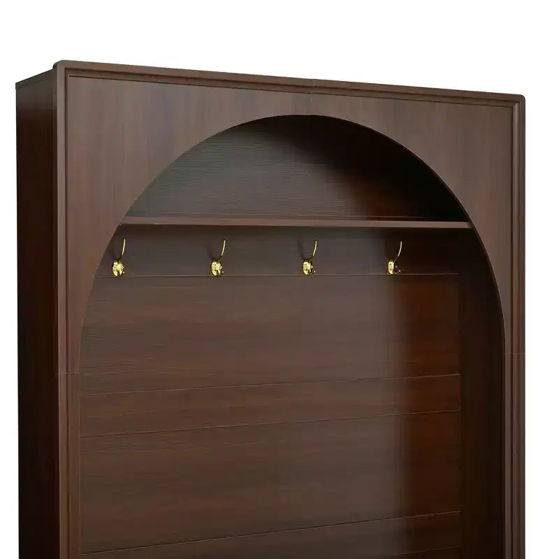 Organizador de recibidor todo en uno con perchero y banco zapatero con ganchos y estantes ajustables - ModernLuxe