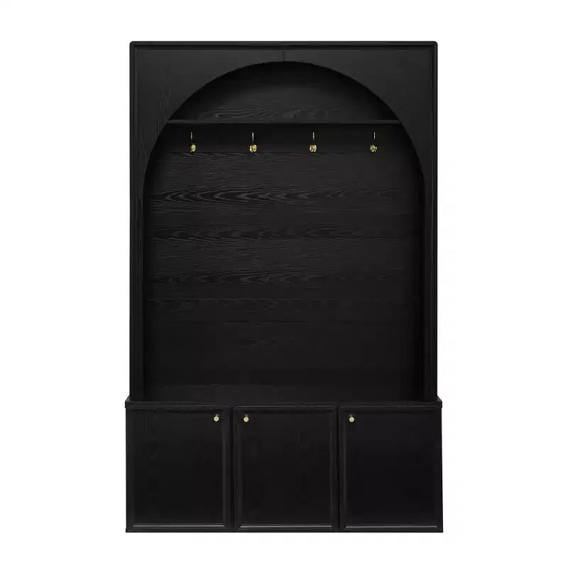 Organizador de recibidor todo en uno con perchero y banco zapatero con ganchos y estantes ajustables - ModernLuxe