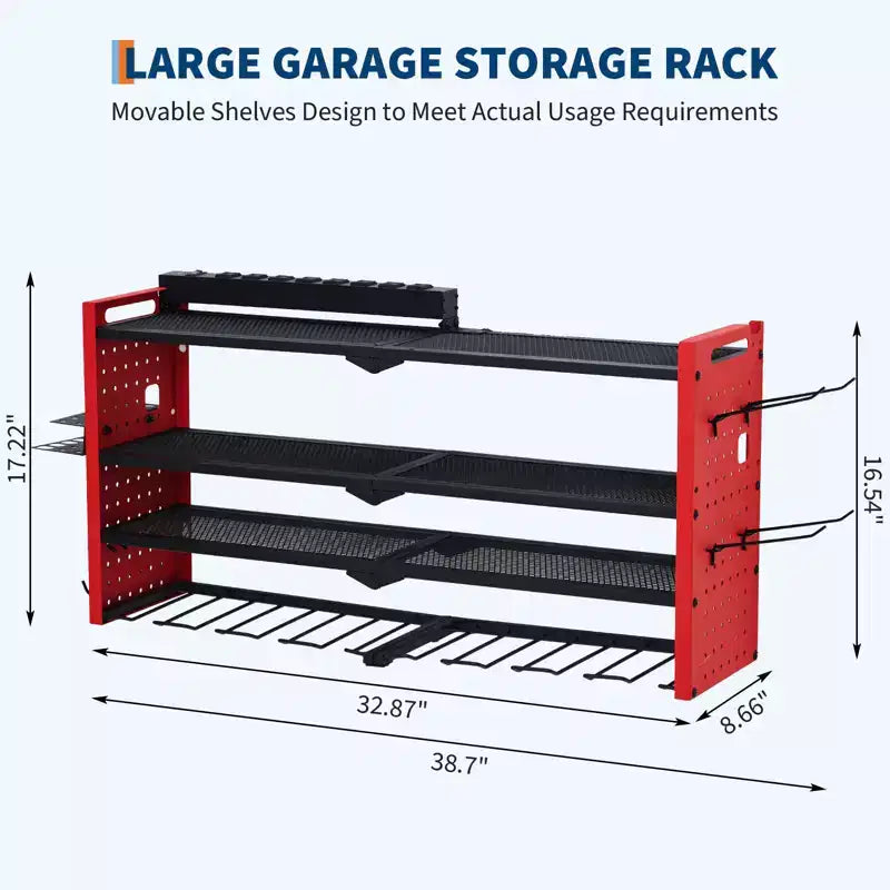 Estante organizador de herramientas eléctricas de 4 niveles, de alta resistencia (181 kg), con montaje en pared, 8 ranuras para taladros, soportes para destornilladores, estantería de almacenamiento de metal para garaje y taller
