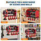 Estante organizador de herramientas eléctricas de 4 niveles, de alta resistencia (181 kg), con montaje en pared, 8 ranuras para taladros, soportes para destornilladores, estantería de almacenamiento de metal para garaje y taller
