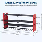 Estante organizador de herramientas eléctricas de 4 niveles, de alta resistencia (181 kg), con montaje en pared, 8 ranuras para taladros, soportes para destornilladores, estantería de almacenamiento de metal para garaje y taller