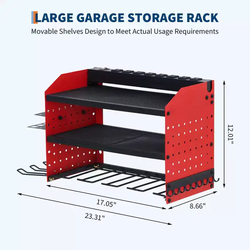 Estante organizador de herramientas eléctricas de 4 niveles, de alta resistencia (181 kg), con montaje en pared, 8 ranuras para taladros, soportes para destornilladores, estantería de almacenamiento de metal para garaje y taller