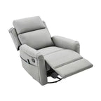 Sillón reclinable manual moderno de cuero sintético, sillón reclinable giratorio con mecedora y masaje de 8 puntos para sala de estar y cine en casa-Panipeachy