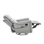 Sillón reclinable manual moderno de cuero sintético, sillón reclinable giratorio con mecedora y masaje de 8 puntos para sala de estar y cine en casa-Panipeachy