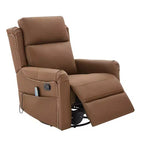 Sillón reclinable manual moderno de cuero sintético, sillón reclinable giratorio con mecedora y masaje de 8 puntos para sala de estar y cine en casa-Panipeachy