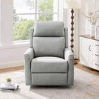 Sillón reclinable manual moderno de cuero sintético, sillón reclinable giratorio con mecedora y masaje de 8 puntos para sala de estar y cine en casa-Panipeachy