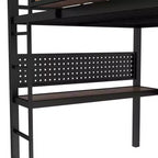 Cama alta de metal ModernLuxe Twin XL/Full Size con escritorio, puerto de carga, cesta de almacenamiento y reloj, negro