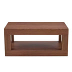 Moderna Mesa de Centro Rectangular de MDF de 2 Niveles, Estante Abierto de Almacenamiento, Mesa Estable y Duradera para Muebles de Sala de Estar
