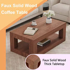 Moderna Mesa de Centro Rectangular de MDF de 2 Niveles, Estante Abierto de Almacenamiento, Mesa Estable y Duradera para Muebles de Sala de Estar