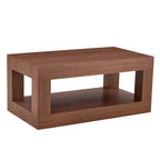 Moderna Mesa de Centro Rectangular de MDF de 2 Niveles, Estante Abierto de Almacenamiento, Mesa Estable y Duradera para Muebles de Sala de Estar