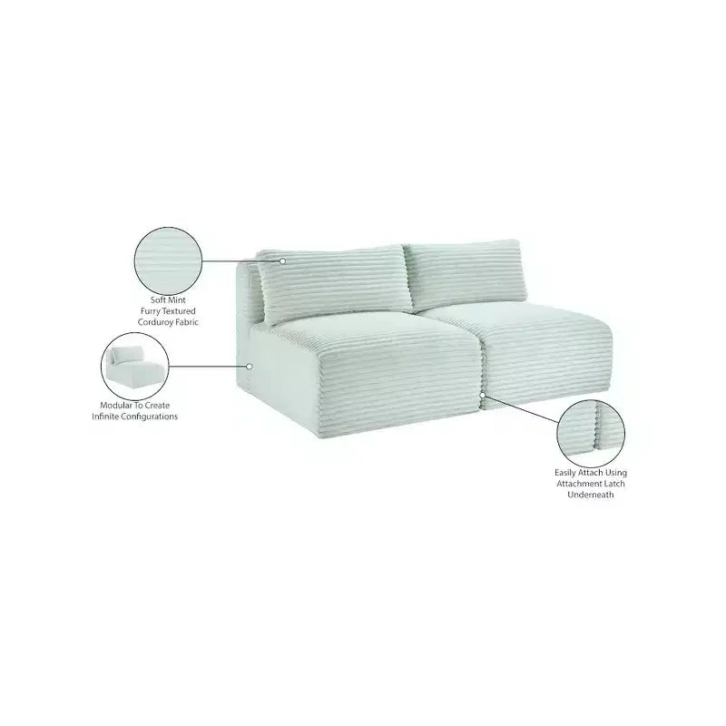 Meridian Furniture Sofá Modular de Pana Suave y Tela de Alto Rendimiento