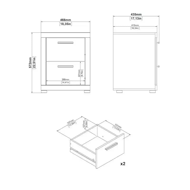 Tvilum, juego de dormitorio Mira de 4 piezas, Jackson Hickory