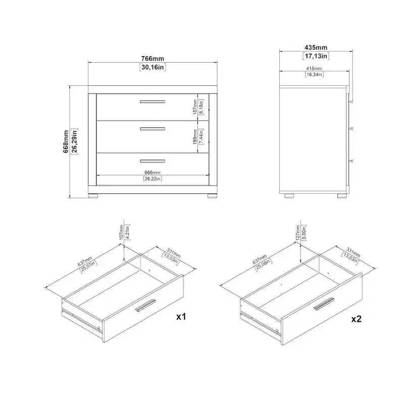 Tvilum, juego de dormitorio Mira de 4 piezas, Jackson Hickory