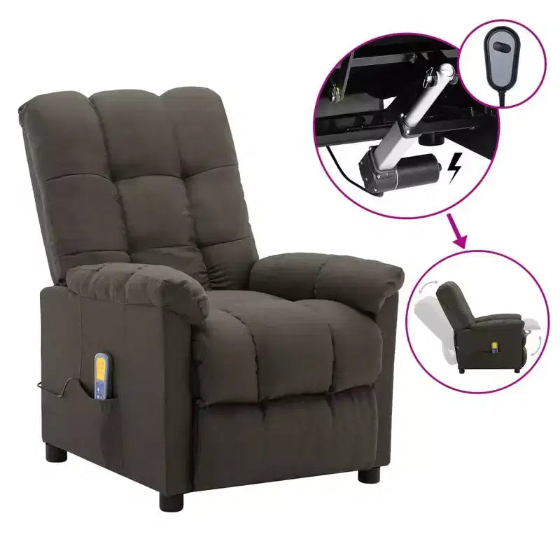 vidaXL Sillón de masaje eléctrico gris oscuro