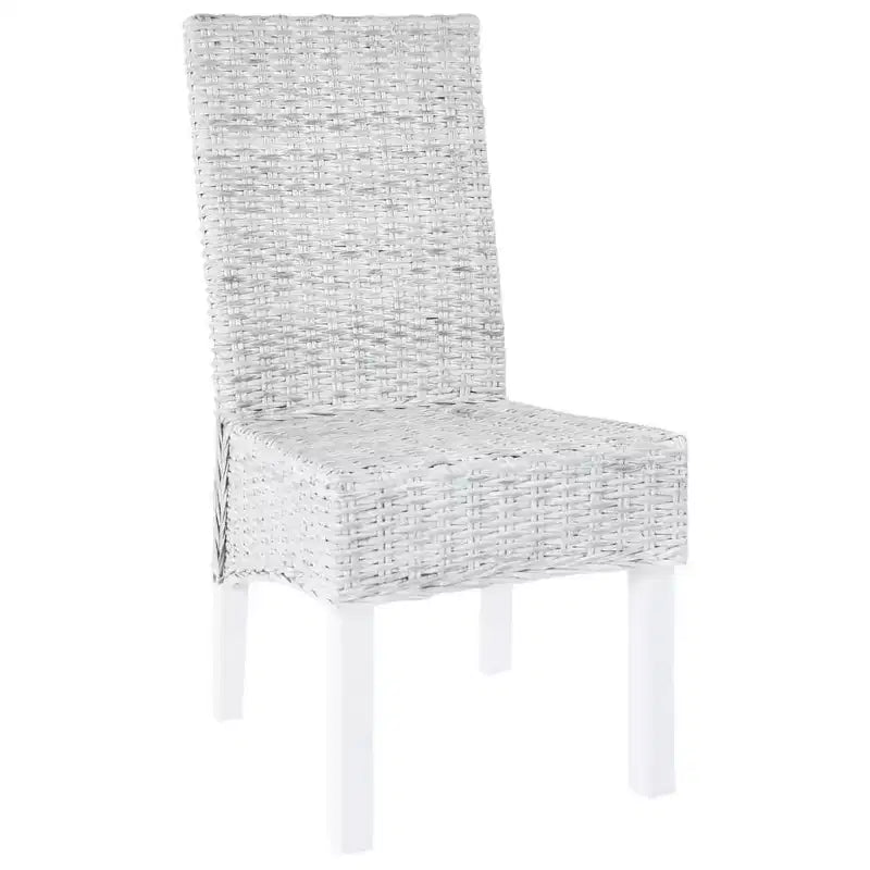 vidaXL Juego de 2 sillas de comedor de color marrón claro con acabado decapado en blanco