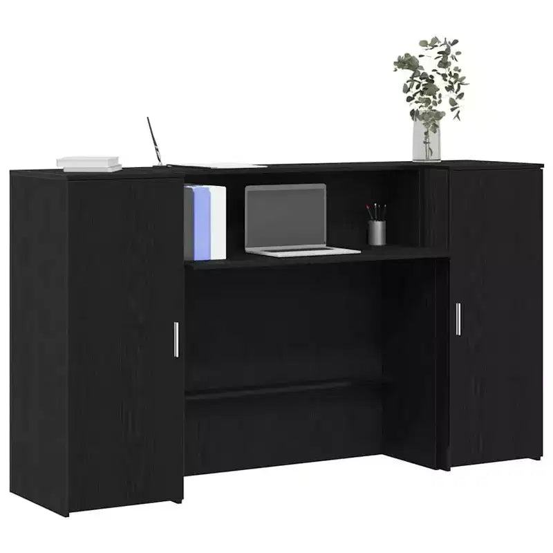 vidaXL Mostrador de recepción negro roble 70,9x19,7x40,7 madera contrachapada