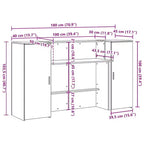 vidaXL Mostrador de recepción negro roble 70,9x19,7x40,7 madera contrachapada