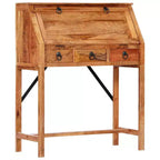 vidaXL Escritorio marrón de madera maciza de acacia Mesa mediana rectangular