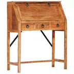 vidaXL Escritorio marrón de madera maciza de acacia Mesa mediana rectangular