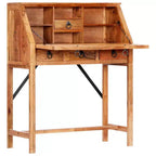 vidaXL Escritorio marrón de madera maciza de acacia Mesa mediana rectangular
