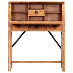 vidaXL Escritorio marrón de madera maciza de acacia Mesa mediana rectangular