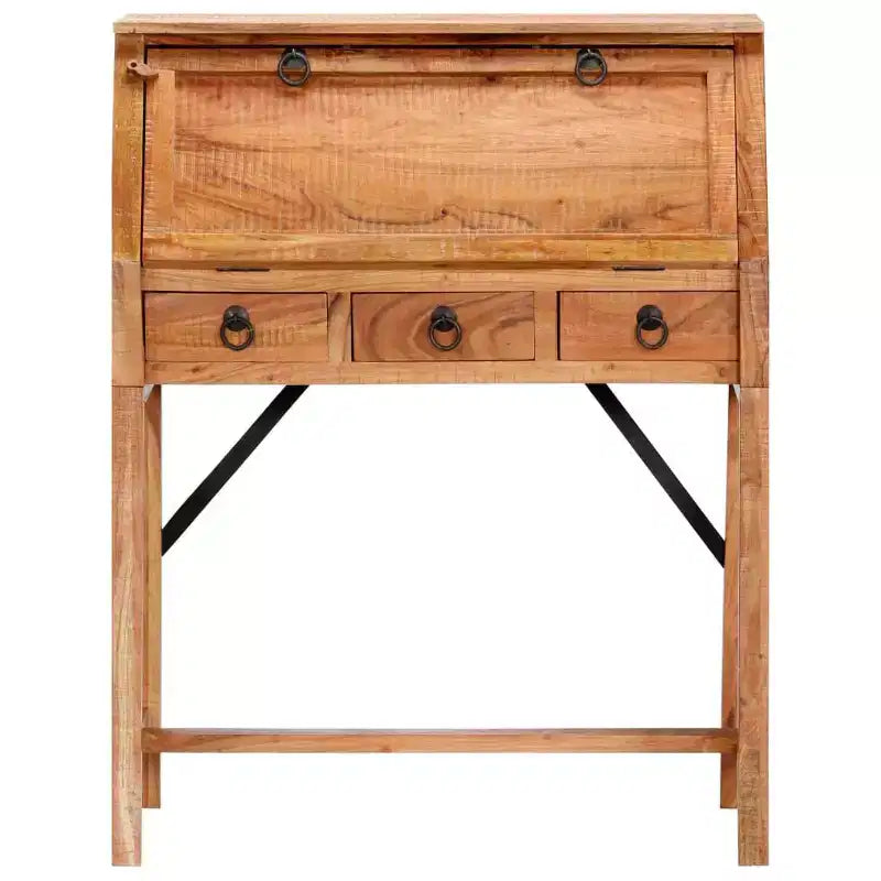 vidaXL Escritorio marrón de madera maciza de acacia Mesa mediana rectangular