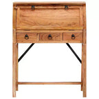 vidaXL Escritorio marrón de madera maciza de acacia Mesa mediana rectangular
