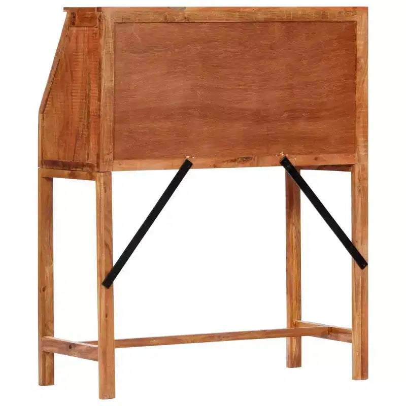 vidaXL Escritorio marrón de madera maciza de acacia Mesa mediana rectangular