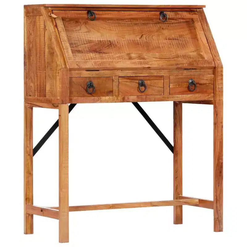 vidaXL Escritorio marrón de madera maciza de acacia Mesa mediana rectangular
