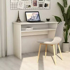 vidaXL Escritorio blanco de madera de ingeniería, escritorio pequeño rectangular moderno